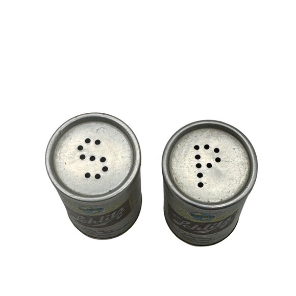 Vintage Schlitz Salt & Pepper Shaker Set Beer Can Design Collectible Metal Tin - Picture 2 of 4